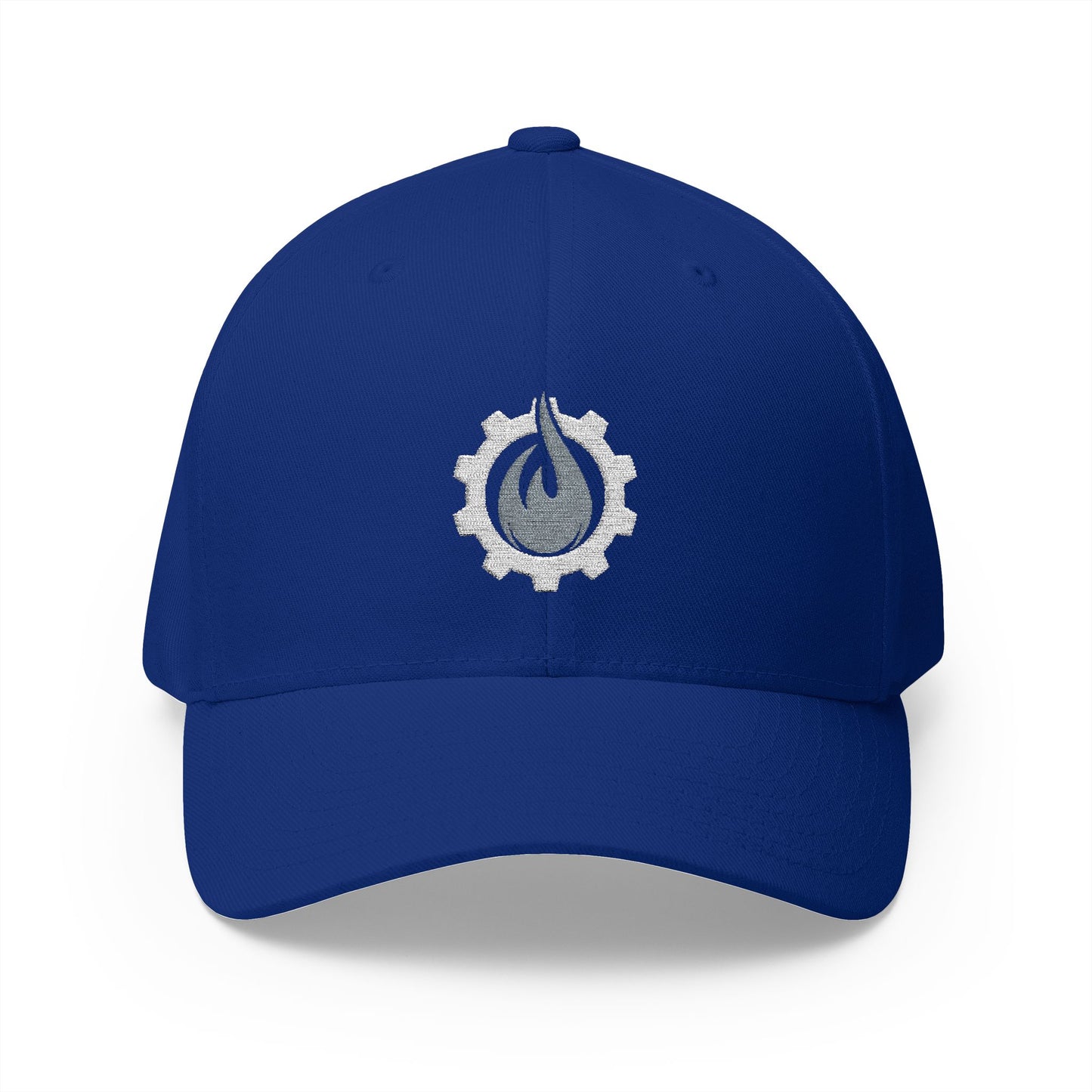 Fireball Gear - Flame & Gear - Gray & White - FlexFit Embroidered Baseball Cap
