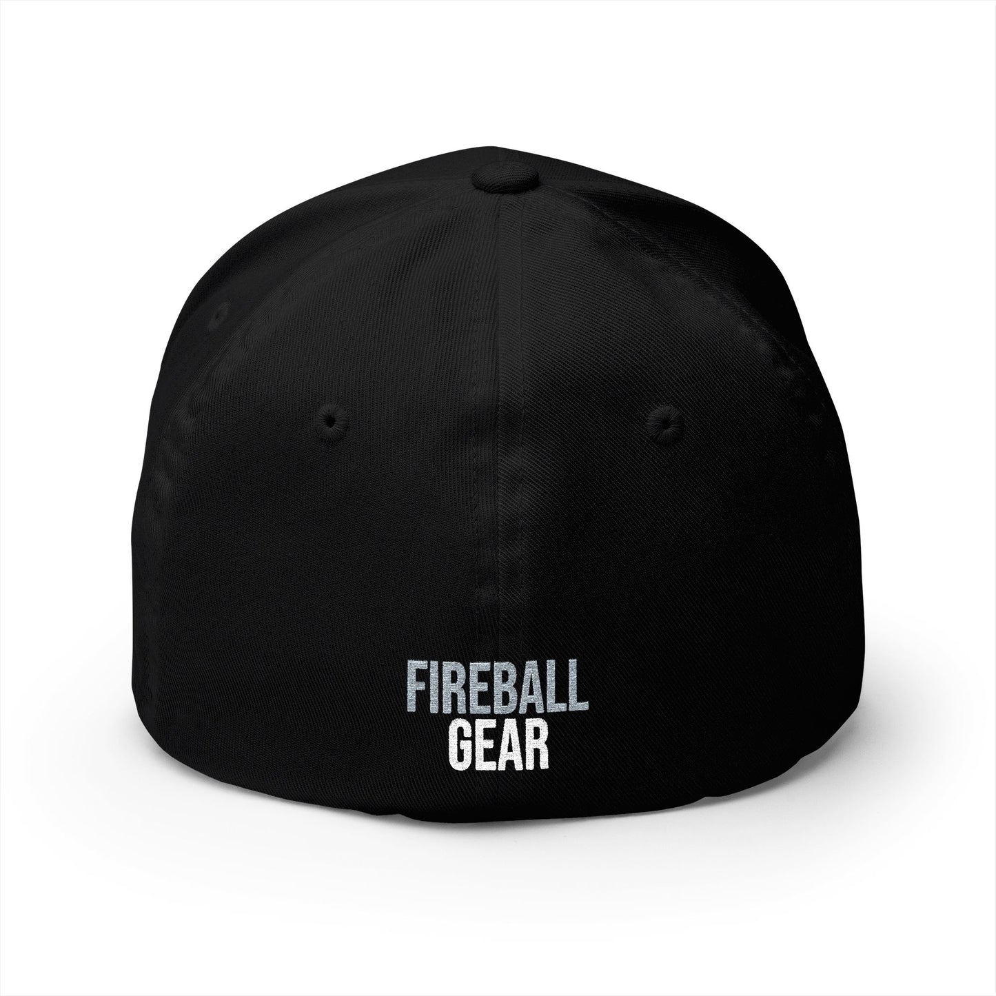 Fireball Gear - Flame & Gear - Gray & White - FlexFit Embroidered Baseball Cap