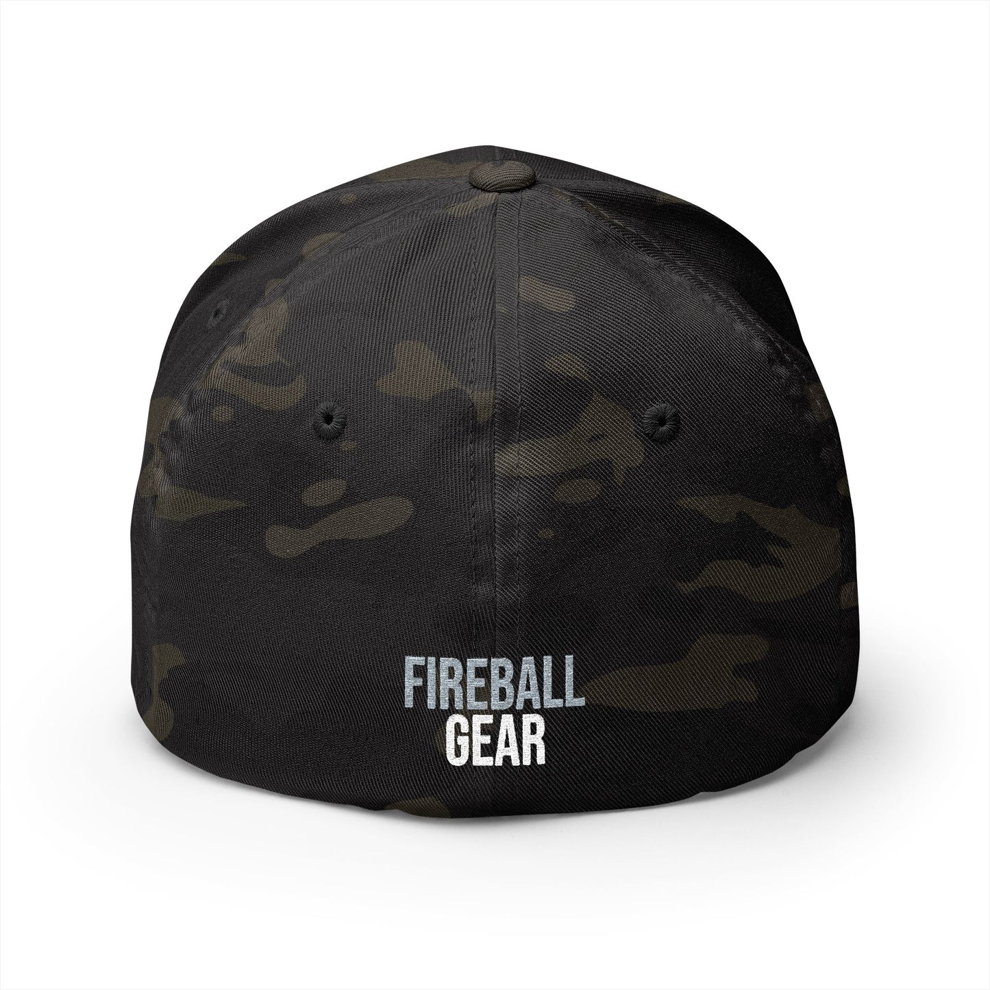 Fireball Gear - Flame & Gear - Gray & White - FlexFit Embroidered Baseball Cap