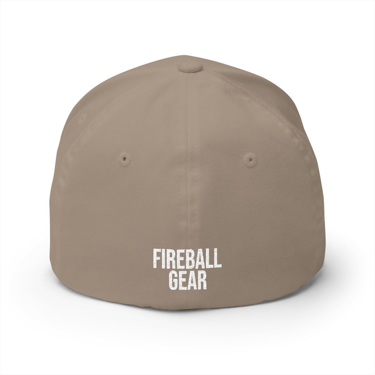 Fireball Gear - Flame & Gear - White - FlexFit Embroidered Baseball Cap