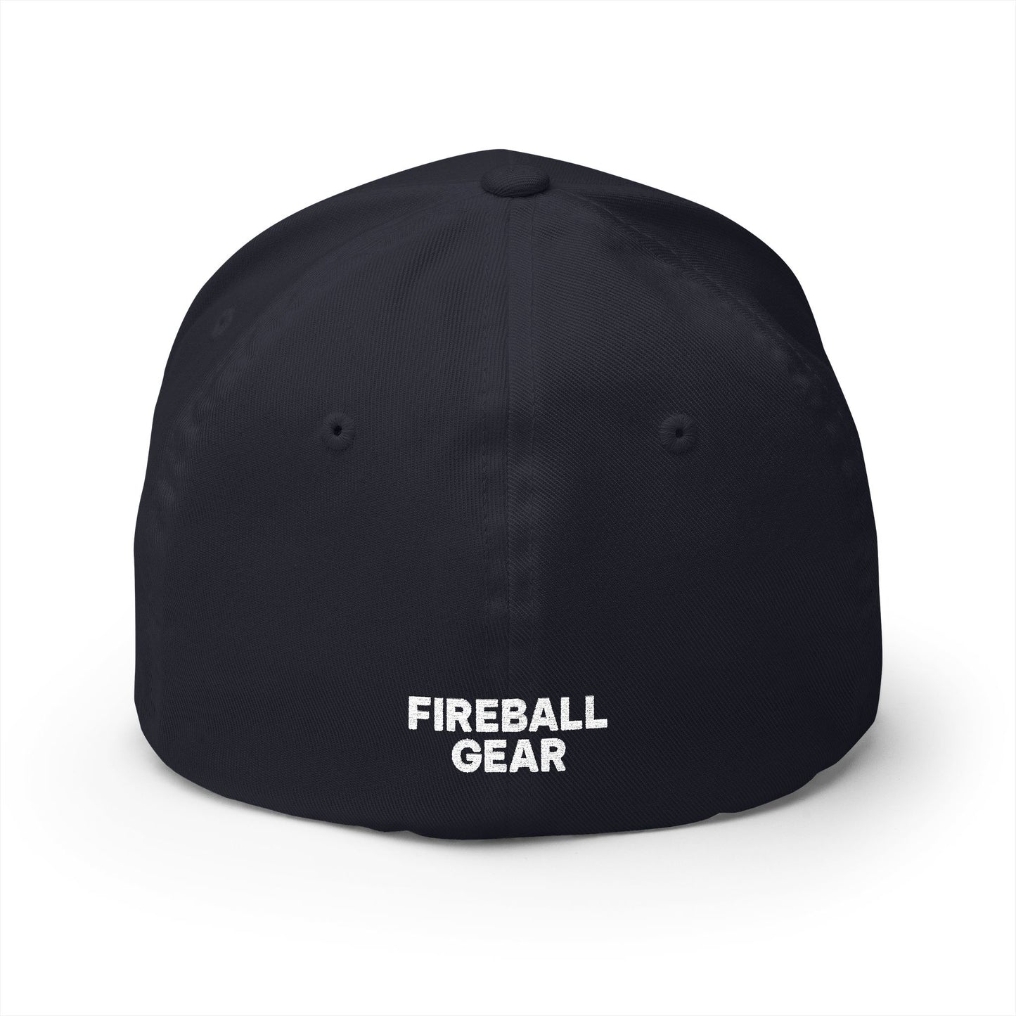 Fireball Gear - Flame & Gear - White - FlexFit Embroidered Baseball Cap
