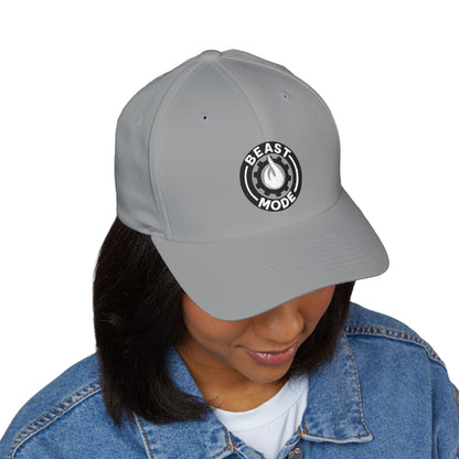 Beast Mode Series - Flame & Gear Circle - FlexFit Cap - Black & White