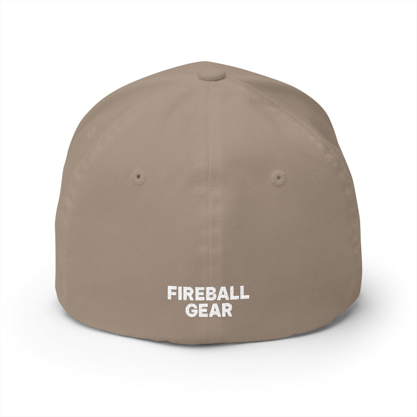 Fireball Gear - Flame & Gear - White - FlexFit Embroidered Baseball Cap
