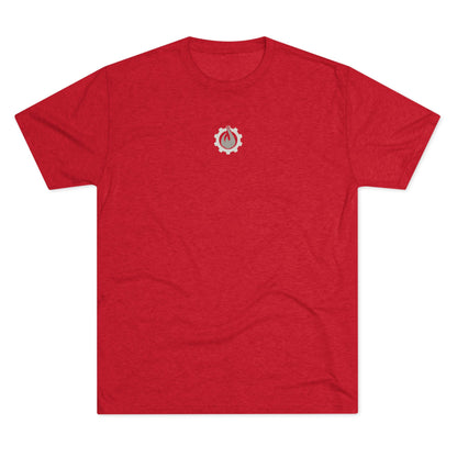 Fireball Gear - Flame & Gear Centered - Gray & White - Triblend T-shirt