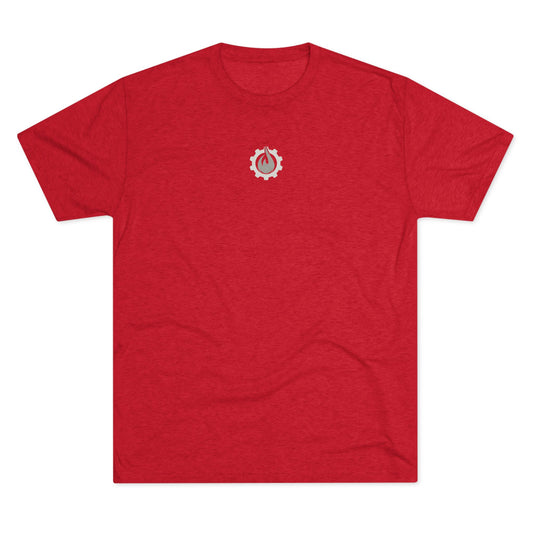 Fireball Gear - Flame & Gear Centered - Gray & White - Triblend T-shirt