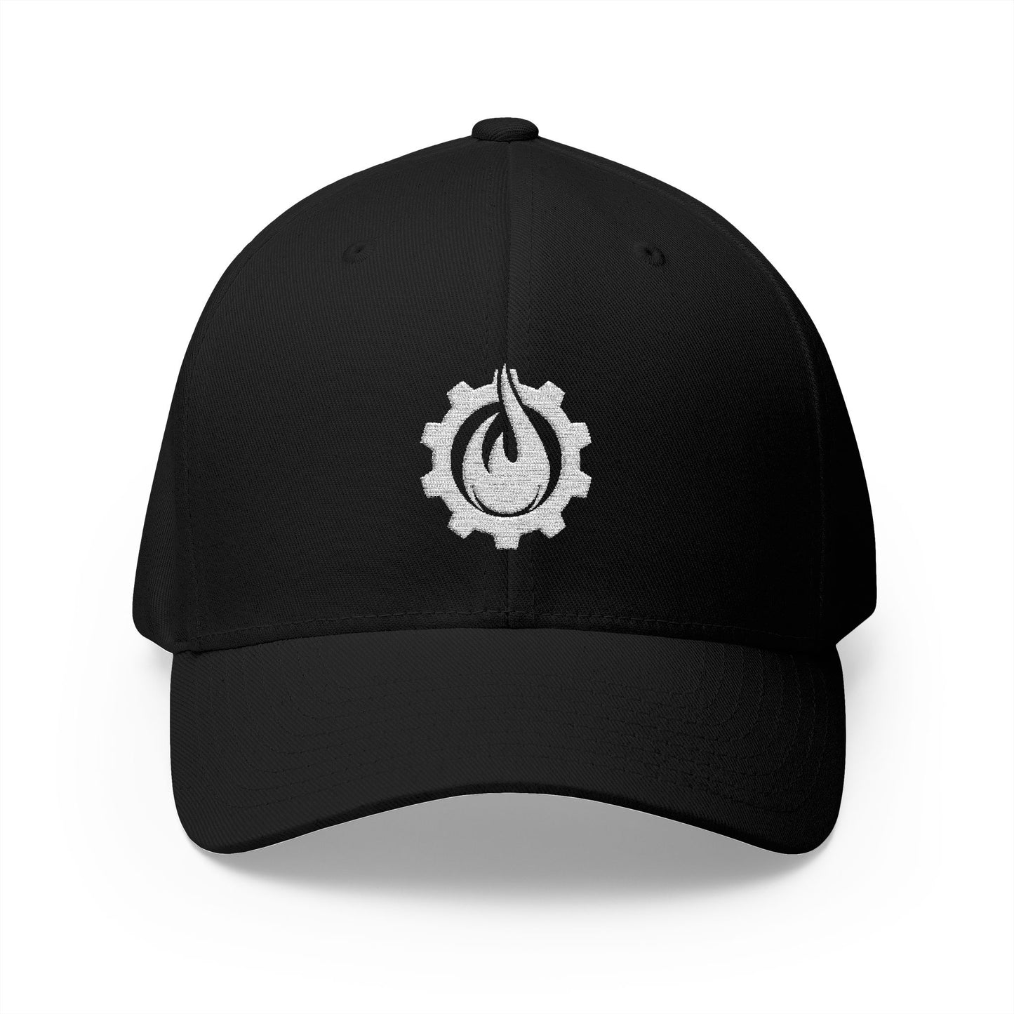 Fireball Gear - Flame & Gear - White - FlexFit Embroidered Baseball Cap