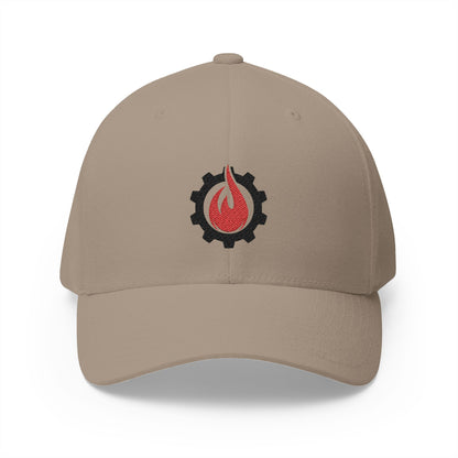 Fireball Gear - Flame & Gear - Black & Red - FlexFit Embroidered Baseball Cap
