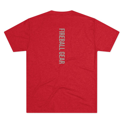 Fireball Gear - Flame & Gear Centered - Gray & White - Triblend Fitness T-shirt
