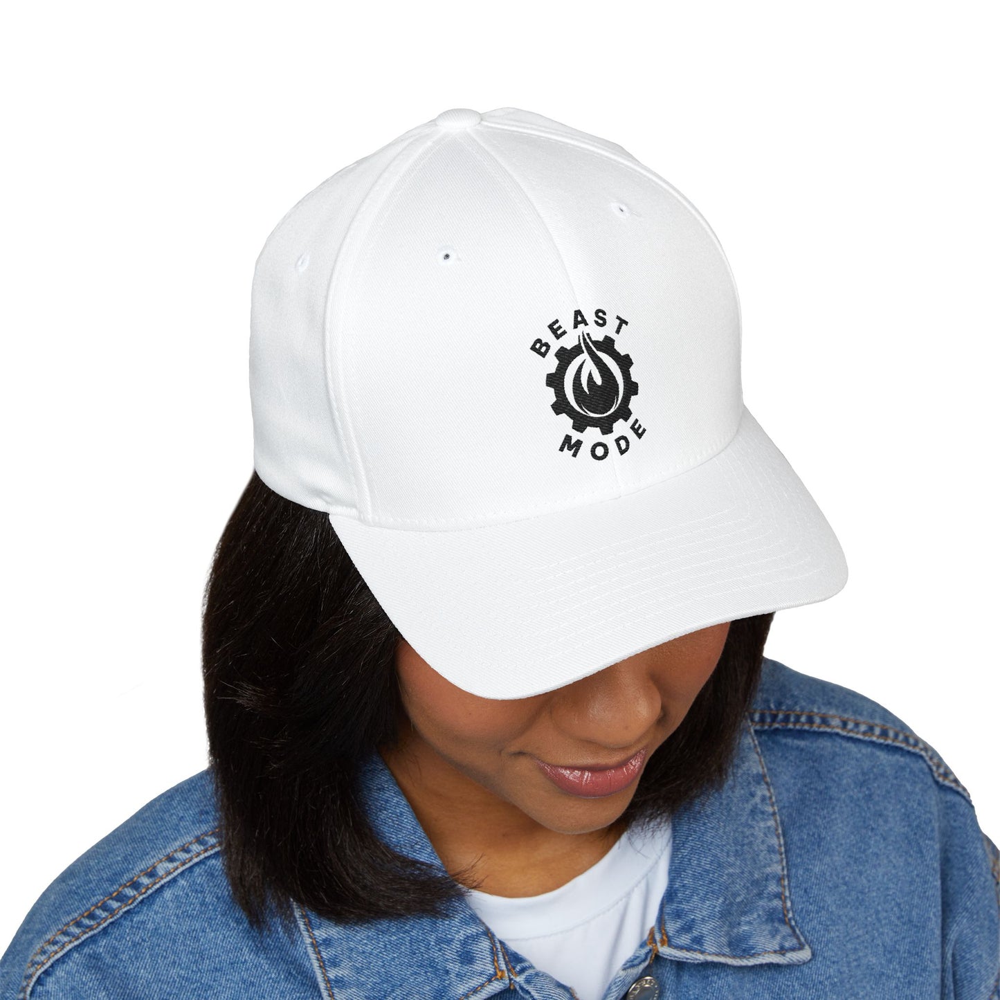 Beast Mode Series - Flame & Gear - Black - FlexFit Embroidered Baseball Cap