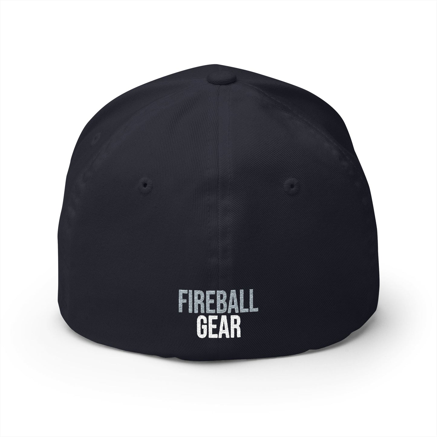 Fireball Gear - Flame & Gear - Gray & White - FlexFit Embroidered Baseball Cap