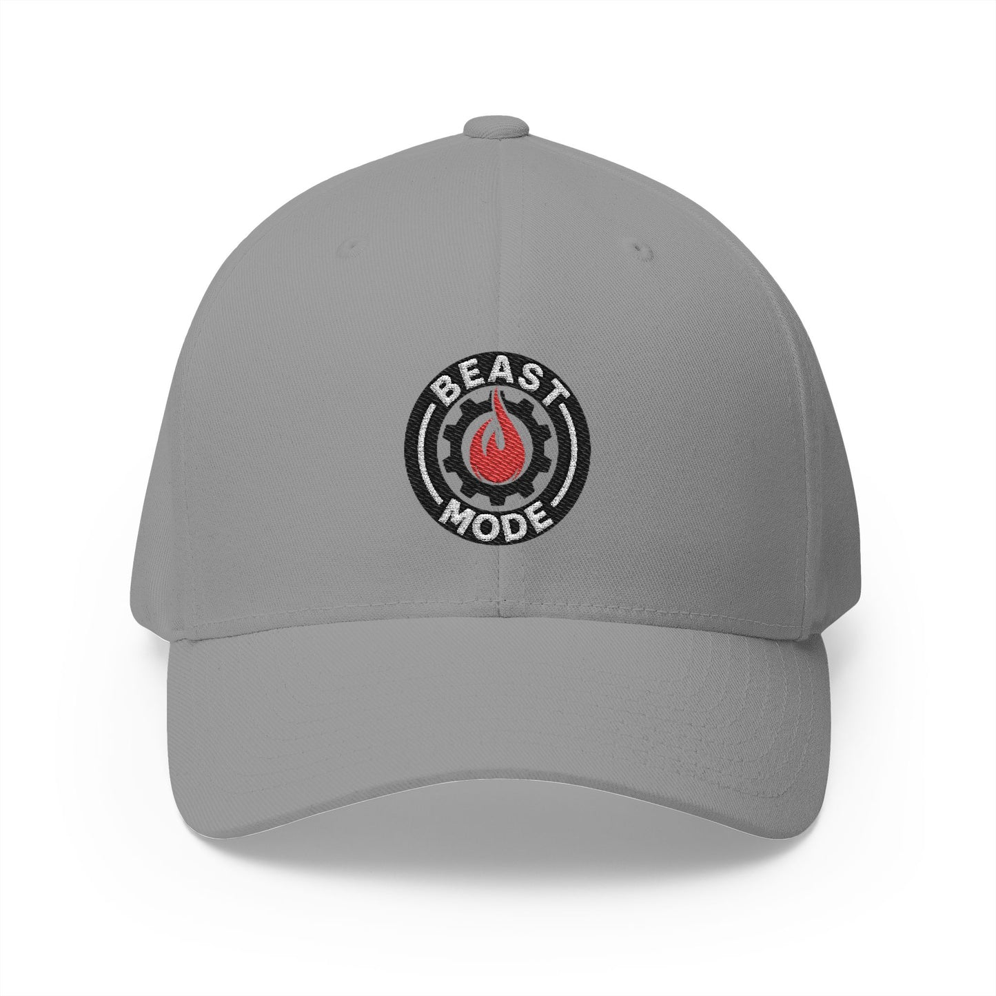 Beast Mode Series - Flame & Gear Circle - FlexFit Embroidered Baseball Cap