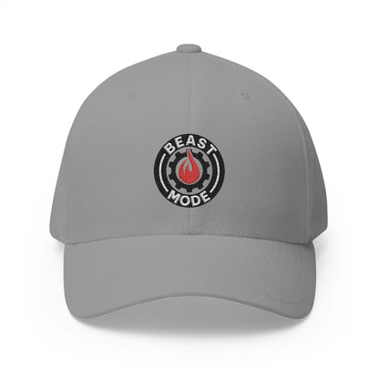 Beast Mode Series - Flame & Gear Circle - FlexFit Embroidered Baseball Cap