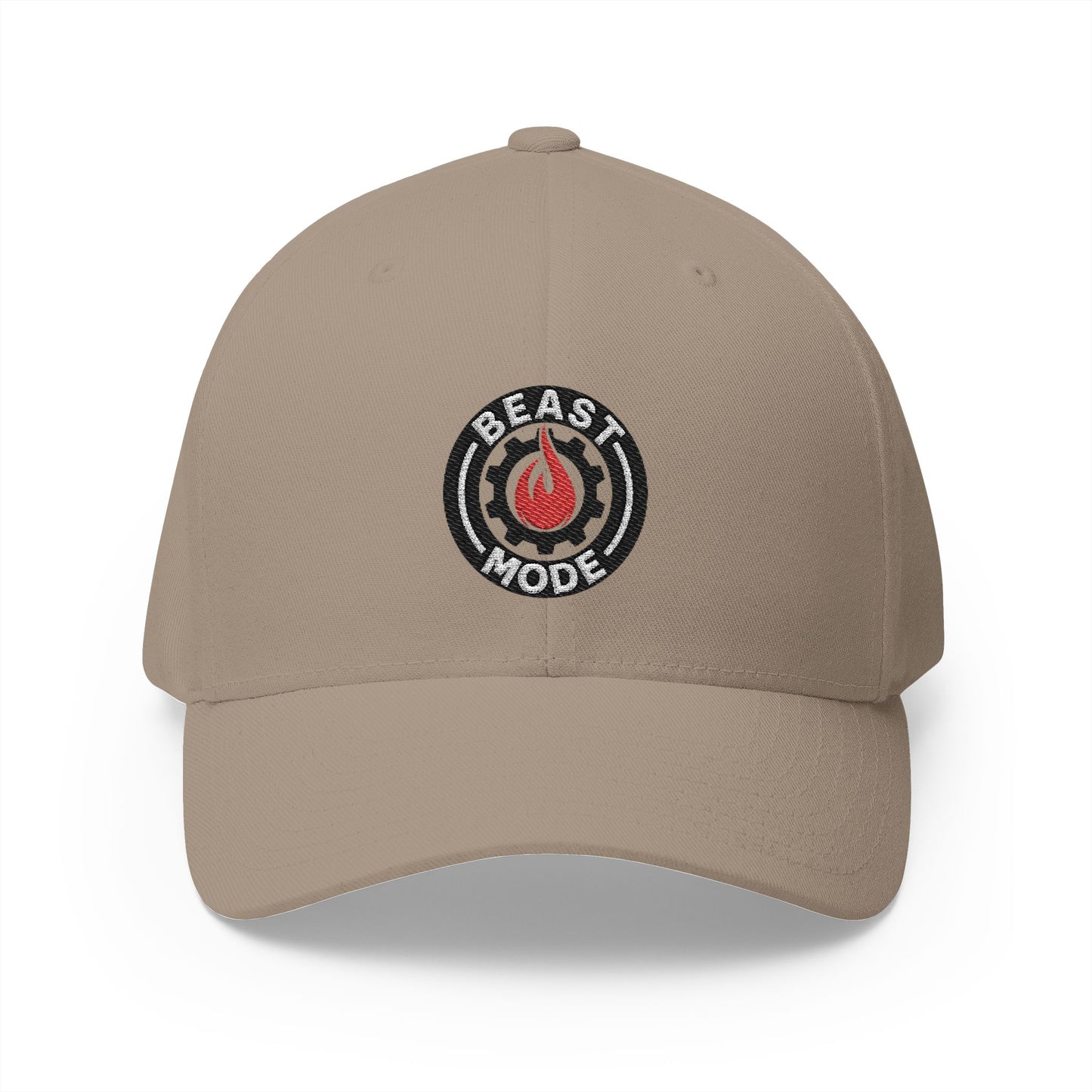 Beast Mode Series - Flame & Gear Circle - FlexFit Embroidered Baseball Cap