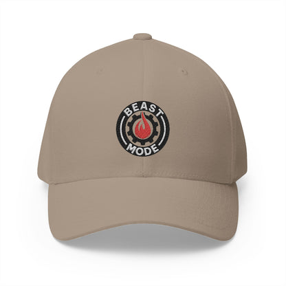 Beast Mode Series - Flame & Gear Circle - FlexFit Embroidered Baseball Cap