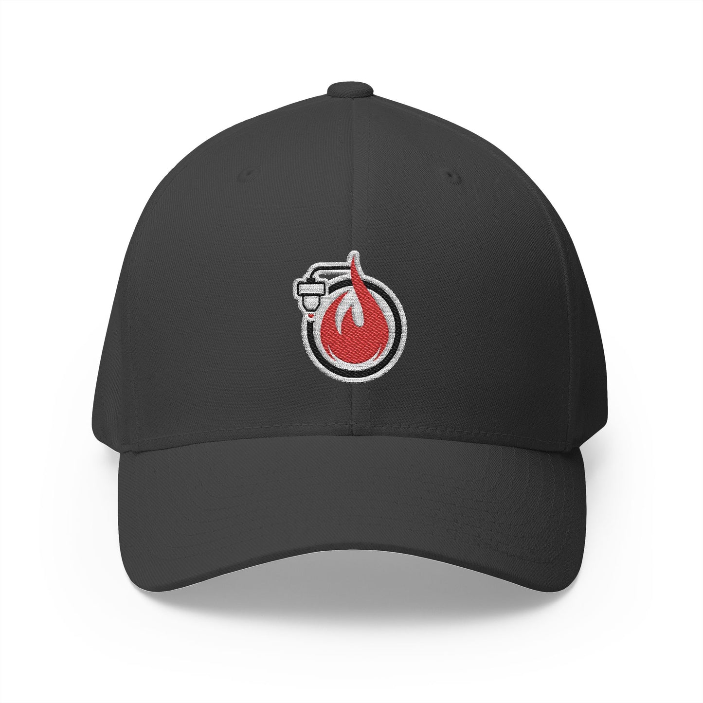 Fireball 3D - Brand Logo - Red & White - Dark Colors - FlexFit Cap
