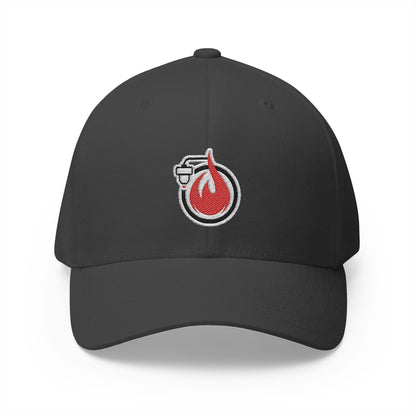 Fireball 3D - Brand Logo - Red & White - Dark Colors - FlexFit Cap
