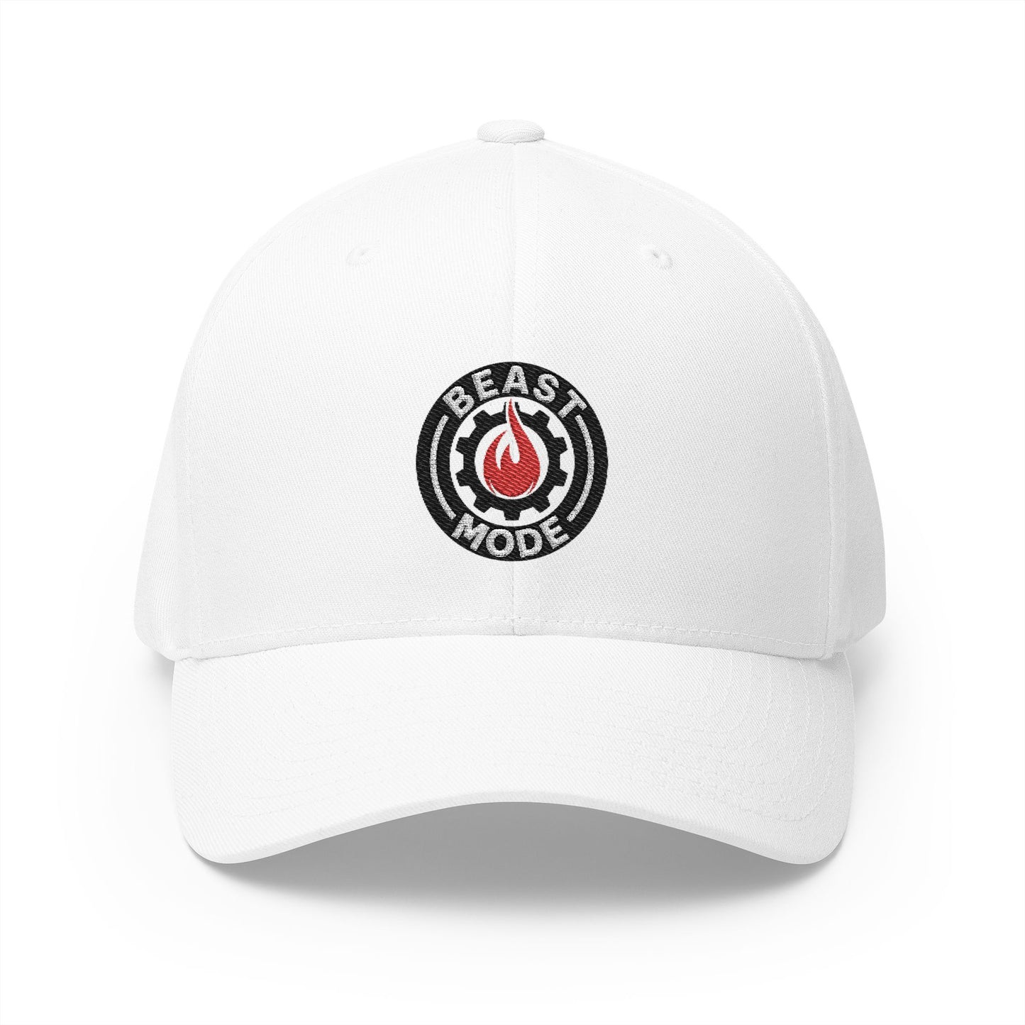 Beast Mode Series - Flame & Gear Circle - FlexFit Embroidered Baseball Cap