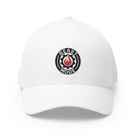 Beast Mode Series - Flame & Gear Circle - FlexFit Embroidered Baseball Cap
