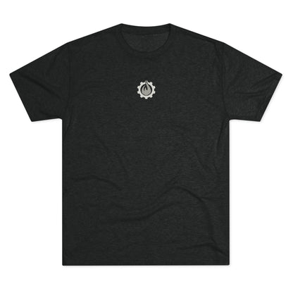 Fireball Gear - Flame & Gear Centered - Gray & White - Triblend T-shirt