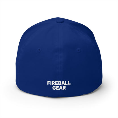 Fireball 3D - Brand Logo - Flame & Text - Red & White - Dark Colors - FlexFit Cap
