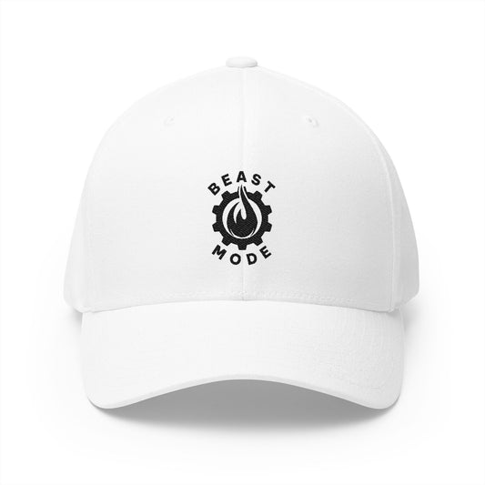 Beast Mode Series - Flame & Gear - Black - FlexFit Embroidered Baseball Cap