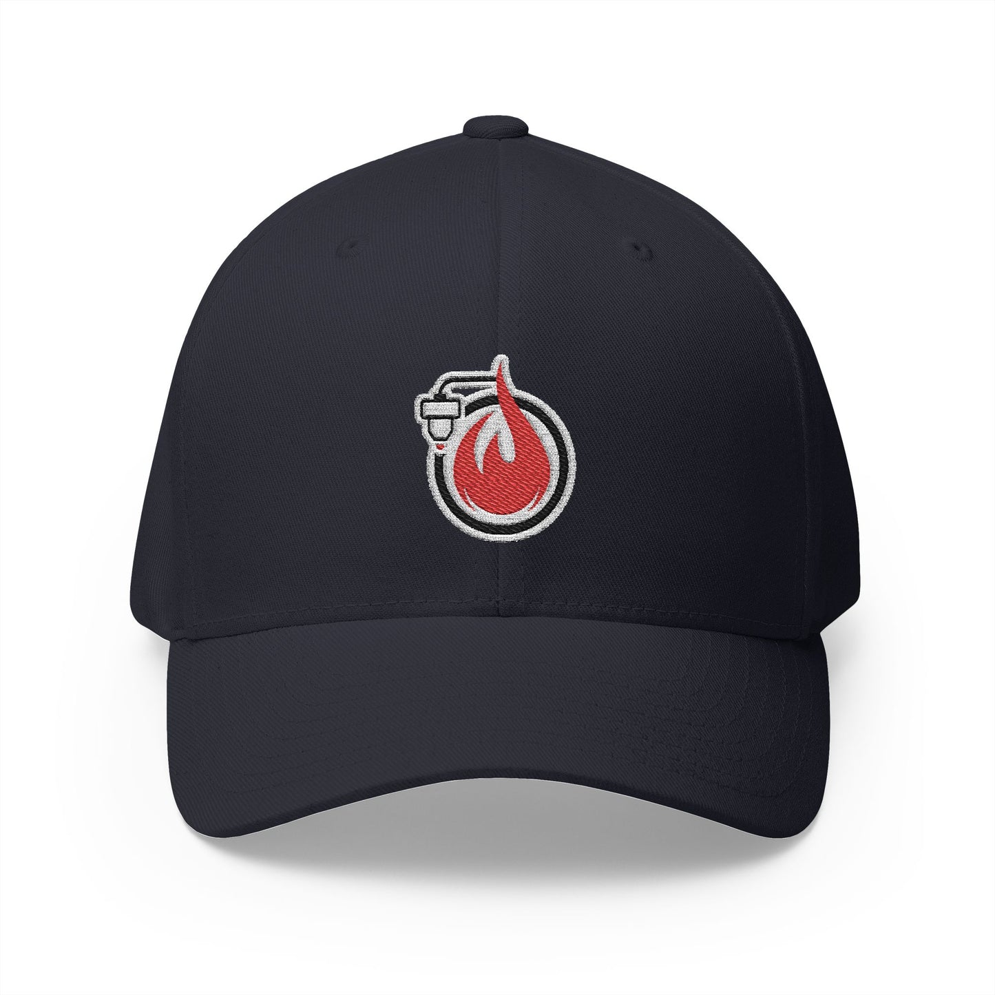 Fireball 3D - Brand Logo - Red & White - Dark Colors - FlexFit Cap