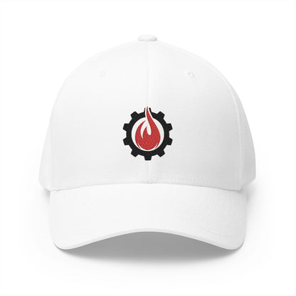 Fireball Gear - Flame & Gear - Black & Red - FlexFit Embroidered Baseball Cap