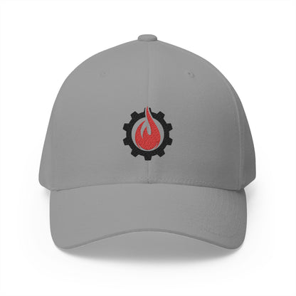 Fireball Gear - Brand Logo - Flame & Gear - Black & Red - FlexFit Cap