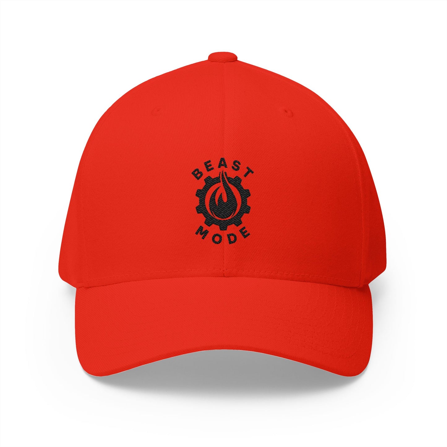 Beast Mode Series - Flame & Gear - Black - FlexFit Embroidered Baseball Cap