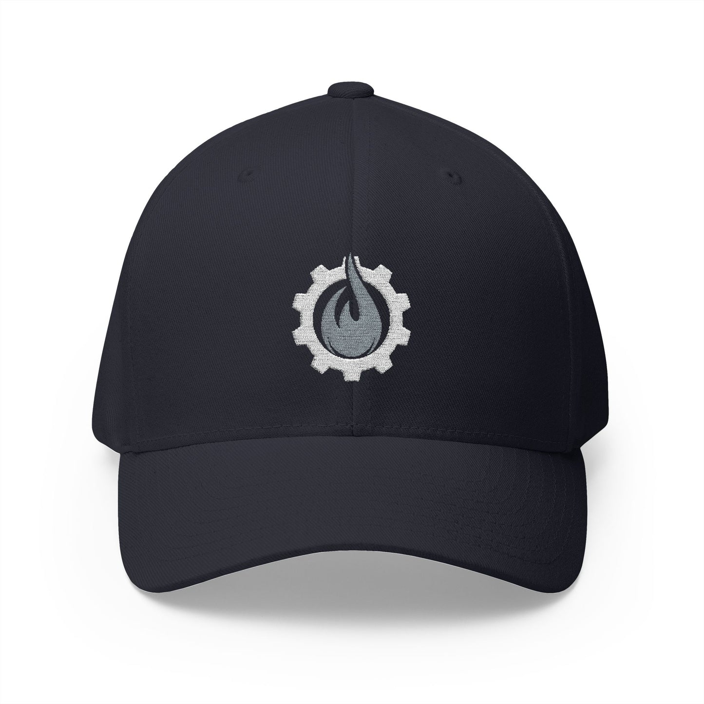 Fireball Gear - Flame & Gear - Gray & White - FlexFit Embroidered Baseball Cap