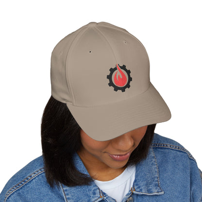 Fireball Gear - Flame & Gear - Black & Red - FlexFit Embroidered Baseball Cap