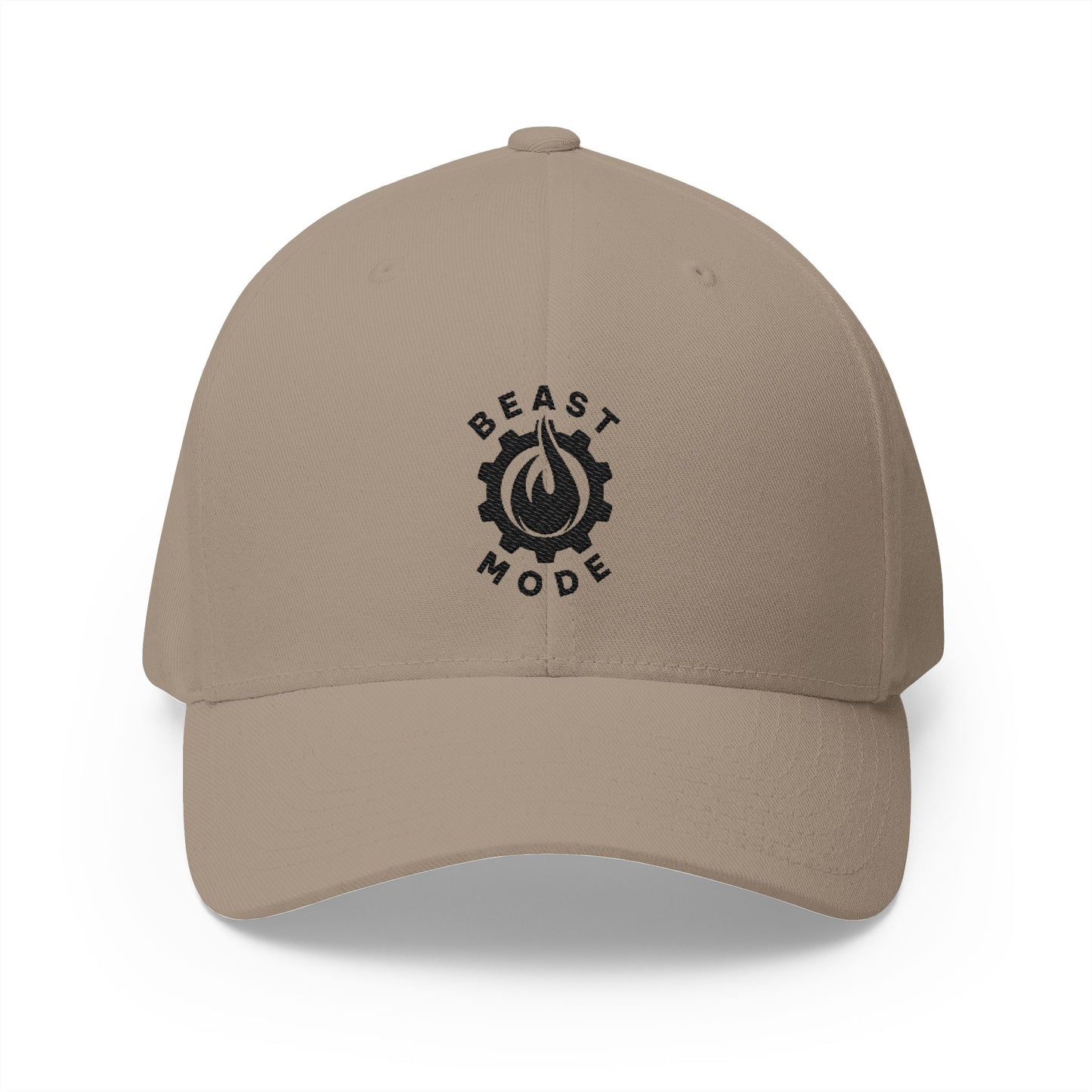 Beast Mode Series - Flame & Gear - Black - FlexFit Embroidered Baseball Cap