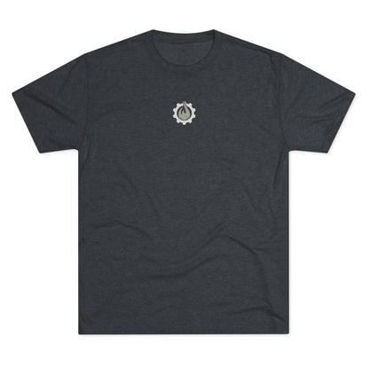 Fireball Gear - Flame & Gear Centered - Gray & White - Triblend T-shirt